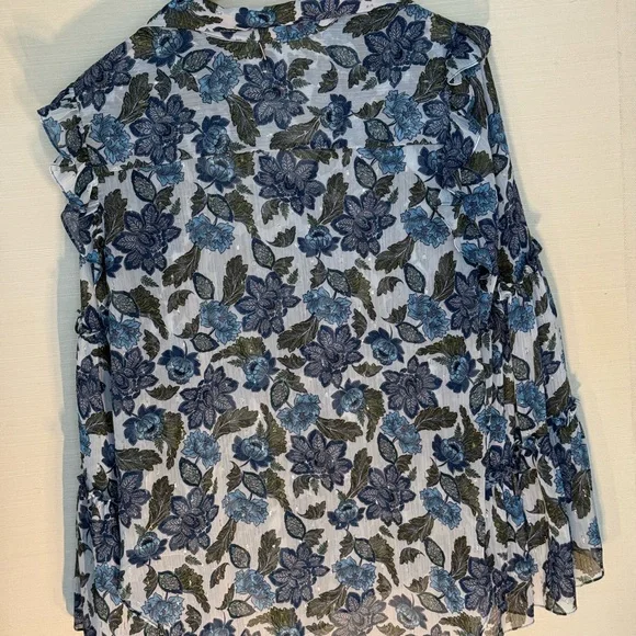 Misa Los Angeles Blue and Green Floral Blouse